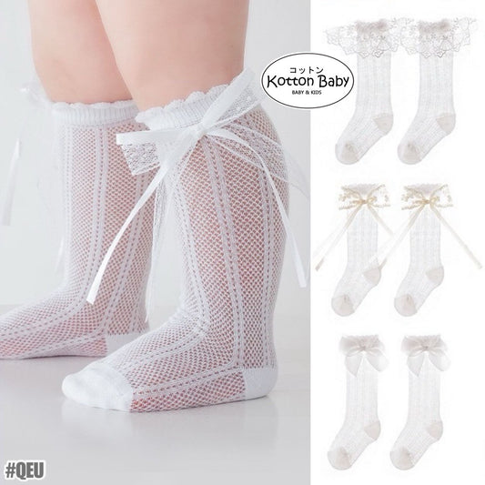 0-1 thn | KAOS KAKI BAYI ANAK IMPOR NEWBORN SOCKS PITA LUCU PEREMPUAN catalog QNS QEU