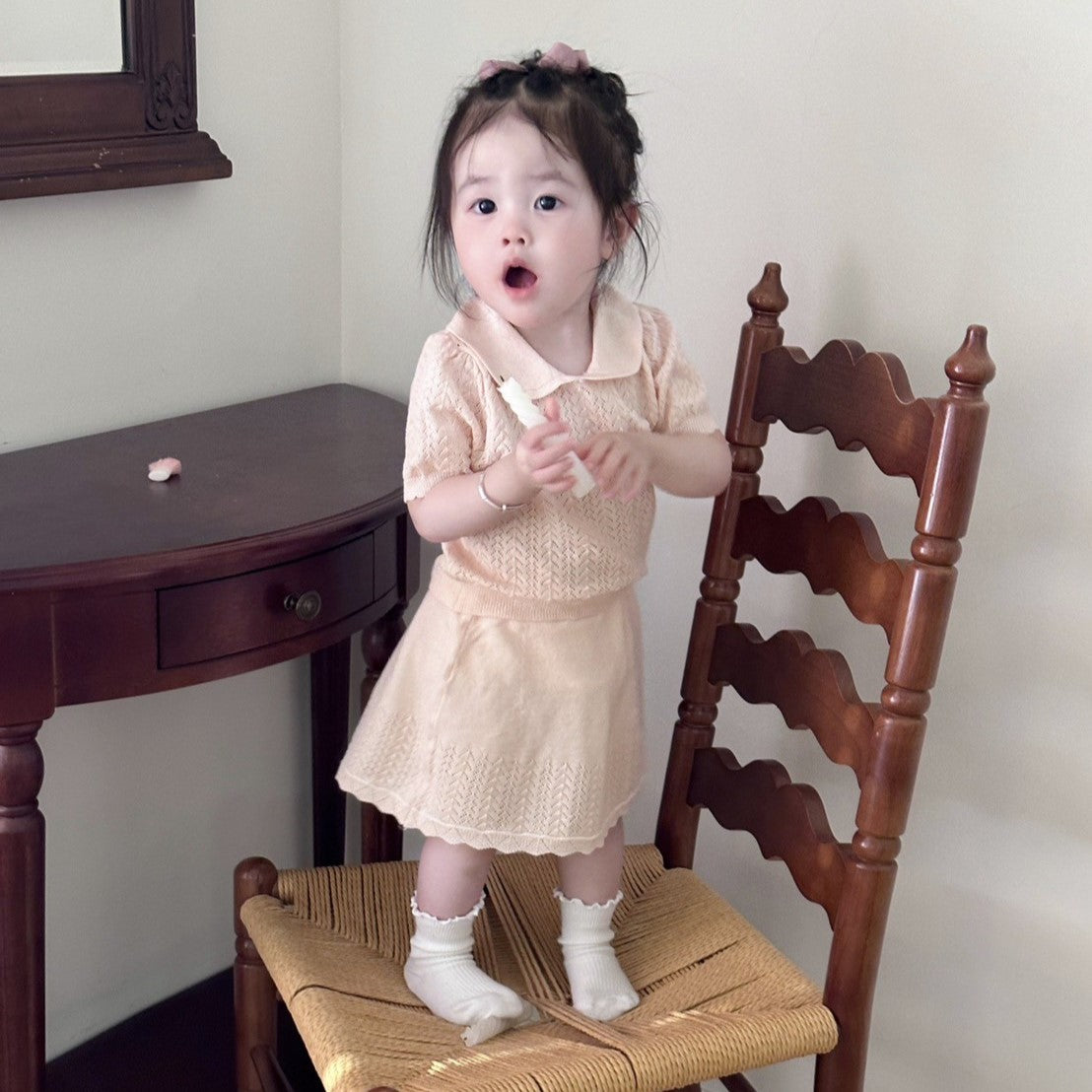 0-4 Thn | SETELAN BAJU + CELANA SET ATASAN KNIT BAYI ANAK PEREMPUAN BAJU PAKAIAN ANAK Catalog CTML CAX