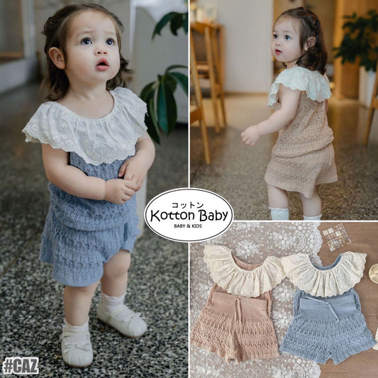 0-4 Thn | SETELAN BAJU + CELANA SET ATASAN KNIT BAYI ANAK PEREMPUAN BAJU PAKAIAN ANAK Catalog CTML CAZ