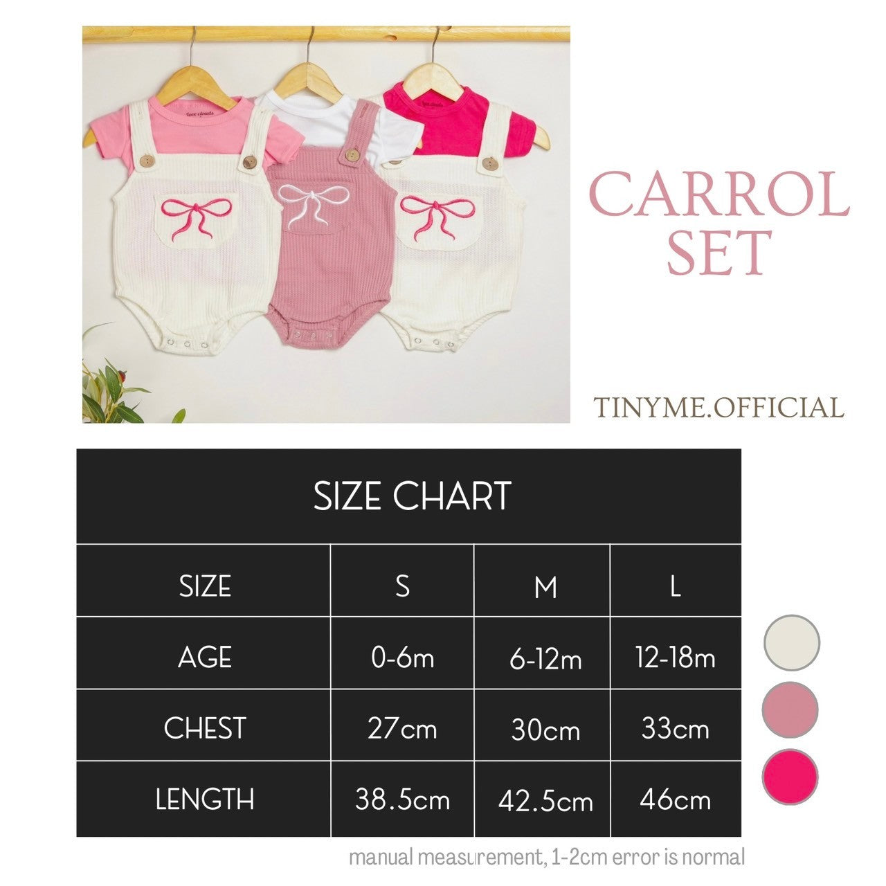 TINYME 0-18 bln || Set Jumpsuit Overall + Kaos  Celana Kodok Gantung Luaran Anak Bayi Catalog TMTM CARROL