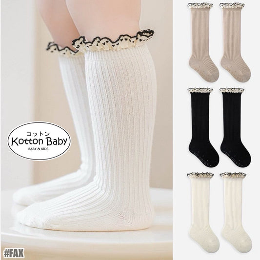 1-8 thn | KAOS KAKI PANJANG RUFFLE BAYI ANAK IMPOR NEWBORN SOCKS PEREMPUAN catalog NMBB FAX