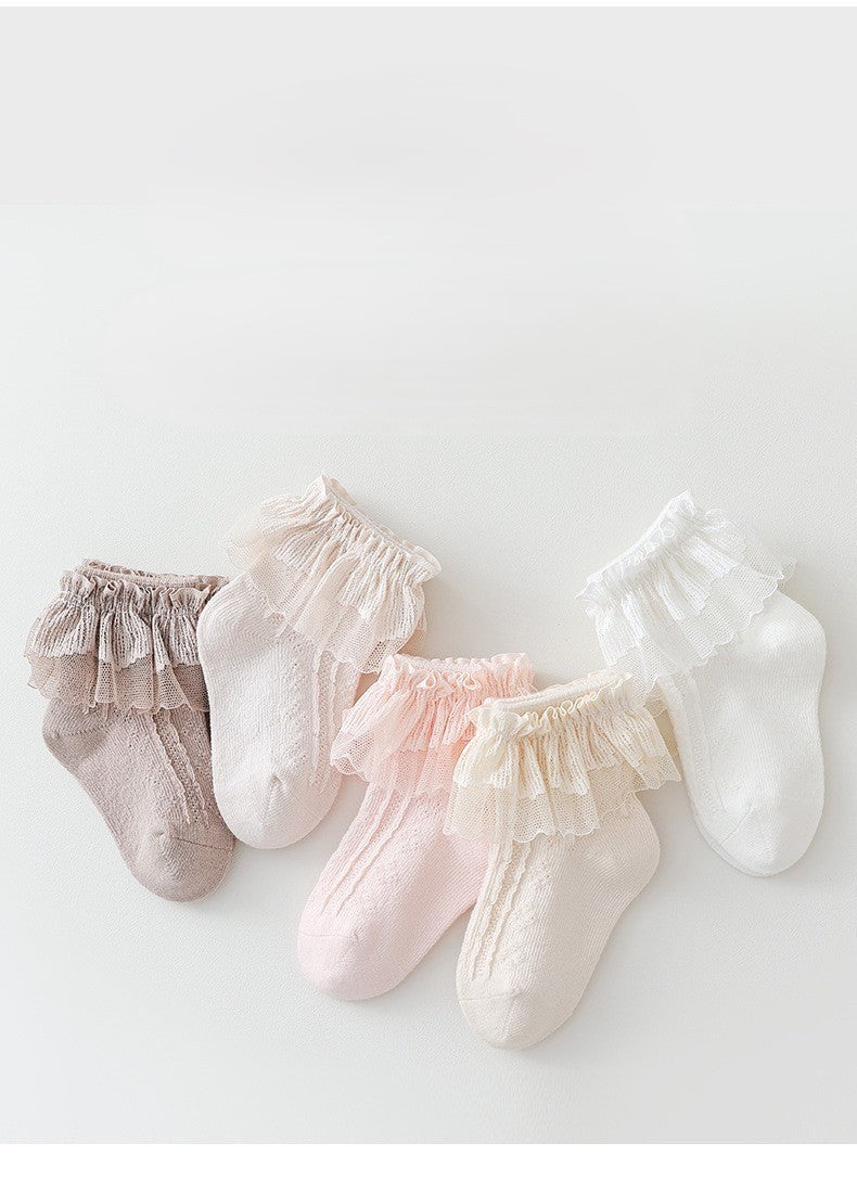 0-5 thn | KAOS KAKI RUFFLE BAYI ANAK IMPOR NEWBORN SOCKS PEREMPUAN Catalog QN QDA