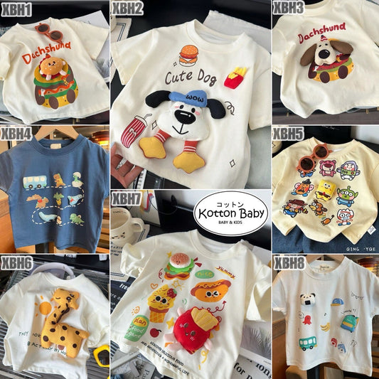 2-6thn | Tshirt Kaos Korea Basic Lengan Pendek Oblong karakter Anak Laki-laki Pakaian Bayi TXY catalog XBH