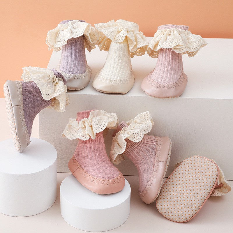 0-2 thn KAOS KAKI RUFFLE LACE ANTI SLIP PREWALKER SEPATU BAYI ANAK SHOES catalog NMBB FB