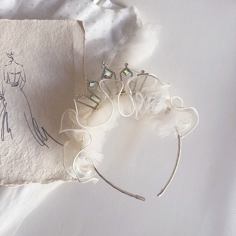 Bando Lace Princess Anak Bow | Mahkota Bandana Pita Rambut Aksesoris Kepala | premium import perempuan catalog WGEP PB