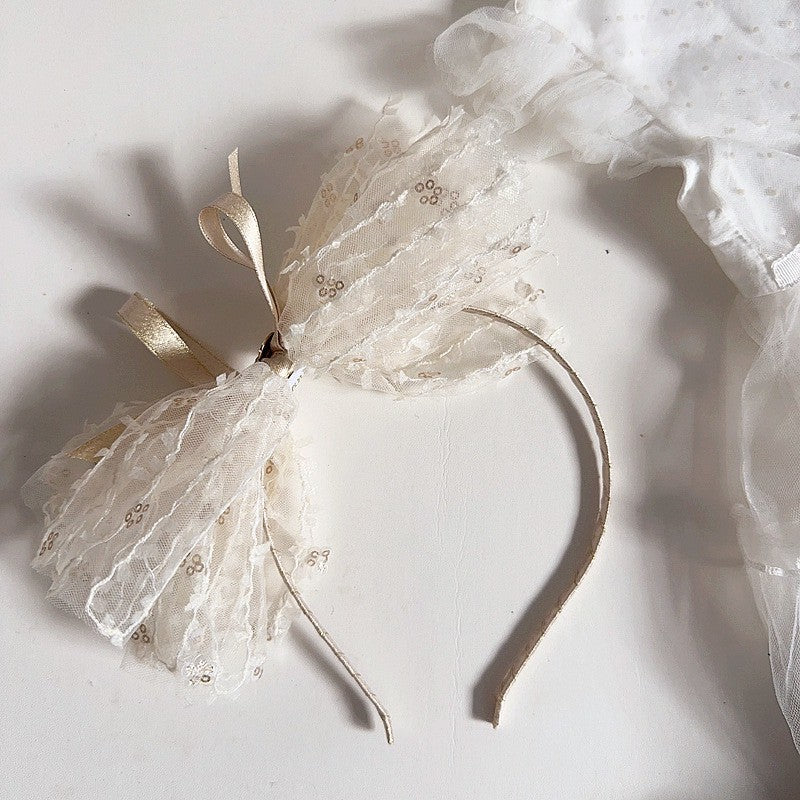 Bando Lace Princess Anak Bow | Mahkota Bandana Pita Rambut Aksesoris Kepala | premium import perempuan catalog WGEP PB