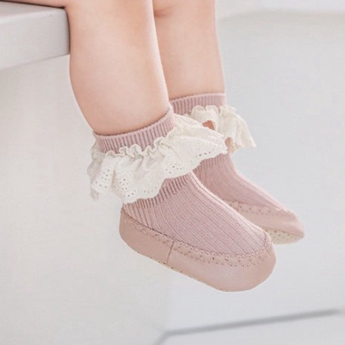0-2 thn KAOS KAKI RUFFLE LACE ANTI SLIP PREWALKER SEPATU BAYI ANAK SHOES catalog NMBB FB