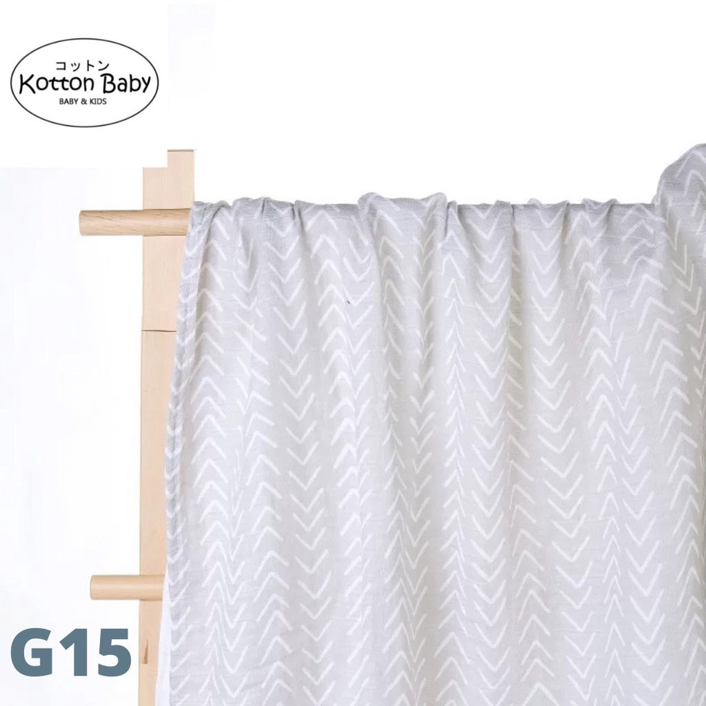 (120x110cm) Kain Bedong Muslin Bayi | Baby Swaddle Muslin Bamboo | Selimut Bayi Catalog G
