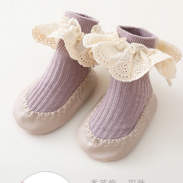 0-2 thn KAOS KAKI RUFFLE LACE ANTI SLIP PREWALKER SEPATU BAYI ANAK SHOES catalog NMBB FB