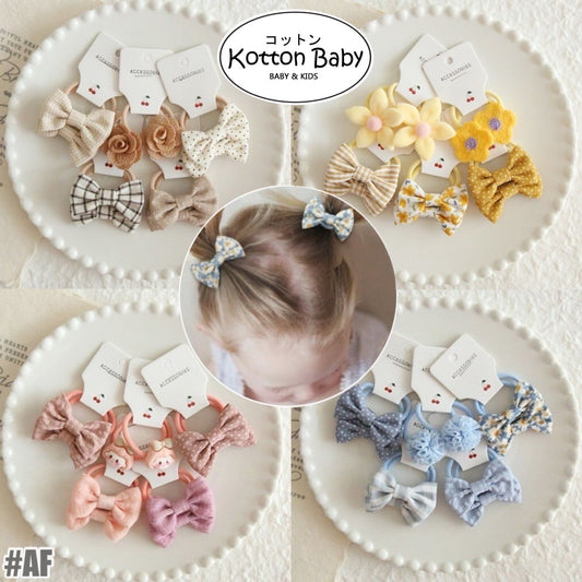 (5psg) Set Ikat rambut | Pita Karet Rambut | bayi anak import perempuan aksesoris catalog ATSP AF