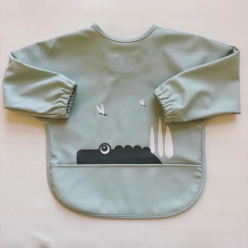 BIB BAYI BAJU BLW LENGAN PANJANG / BABY SILICONE CELEMEK MAKAN MPASI / SLABBER / TATAKAN AIR LIUR CATALOG DQIN DAi