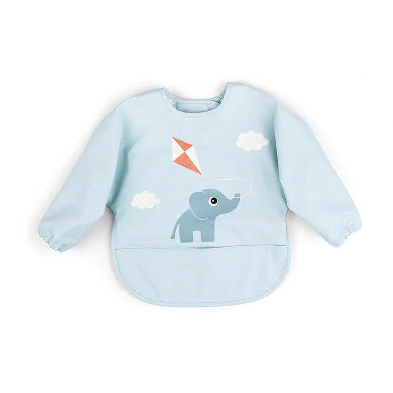 BIB BAYI BAJU BLW LENGAN PANJANG / BABY SILICONE CELEMEK MAKAN MPASI / SLABBER / TATAKAN AIR LIUR CATALOG DQIN DAi