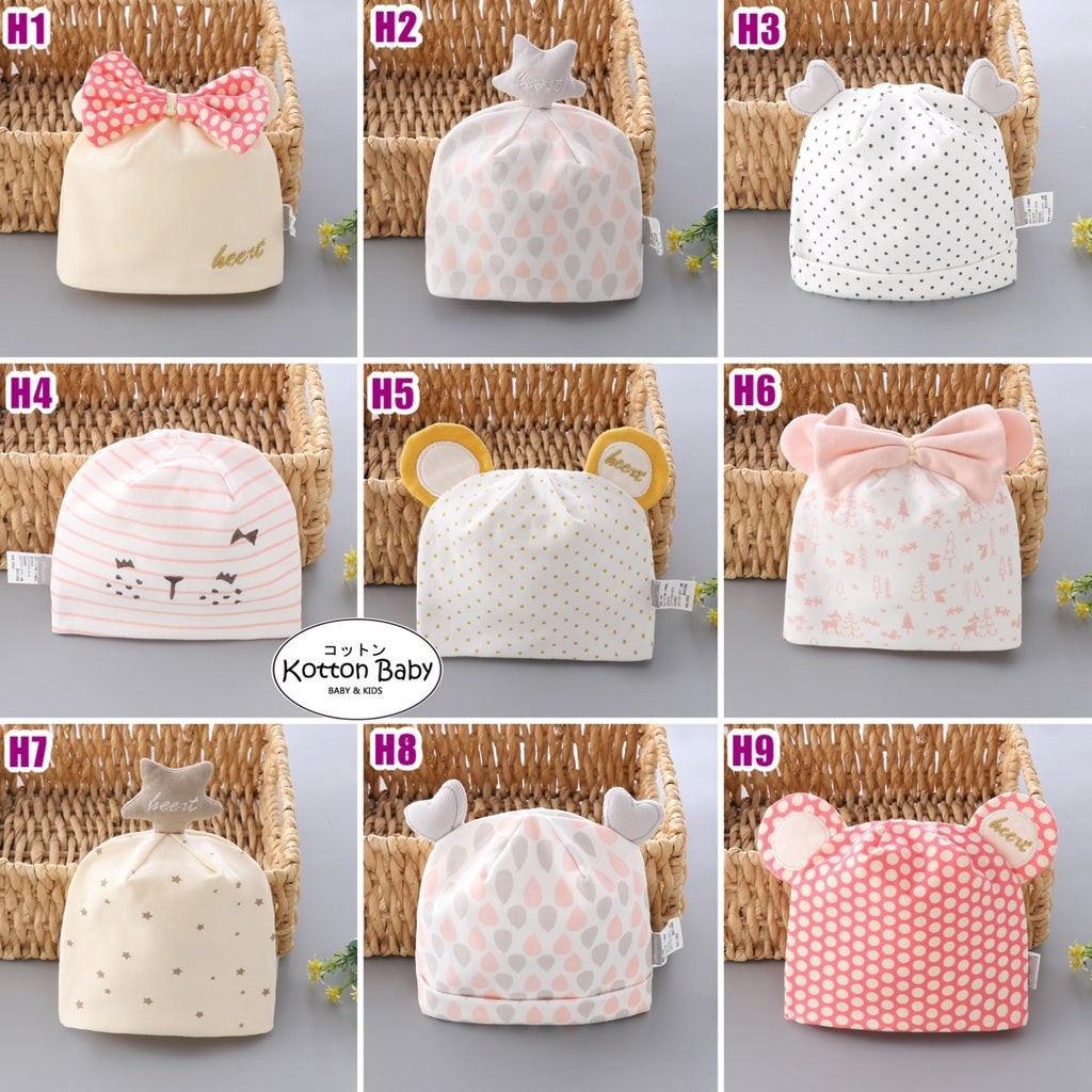 0-3 bln || Topi Bayi Newborn Kupluk Karakter Lucu Emen Anak Impor NMD Catalog G H