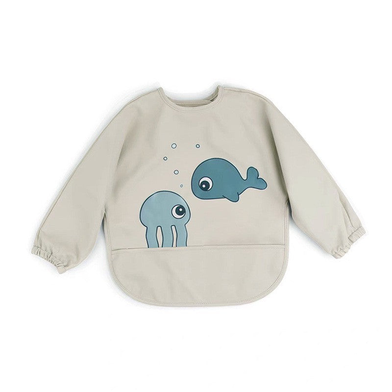 BIB BAYI BAJU BLW LENGAN PANJANG / BABY SILICONE CELEMEK MAKAN MPASI / SLABBER / TATAKAN AIR LIUR CATALOG DQIN DAi