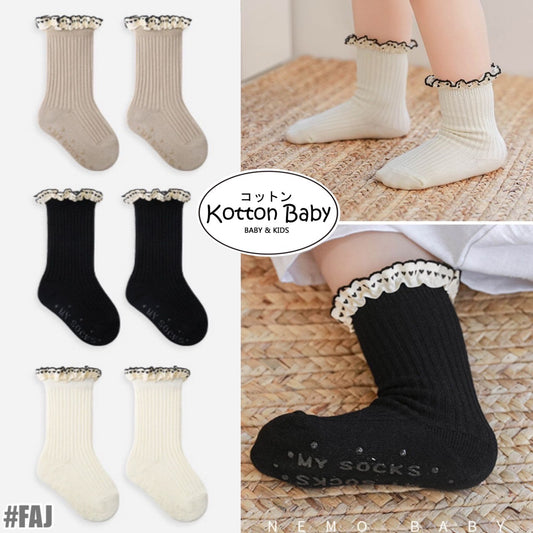0-5 thn | KAOS KAKI RUFFLE BAYI ANAK IMPOR NEWBORN SOCKS PEREMPUAN catalog NMBB FAJ