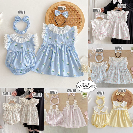 (free bandana) 0-5thn | DRESS JUMPER BAJU BAYI ANAK JUMPSUIT ROMPER PEREMPUAN catalog XGGJ GW