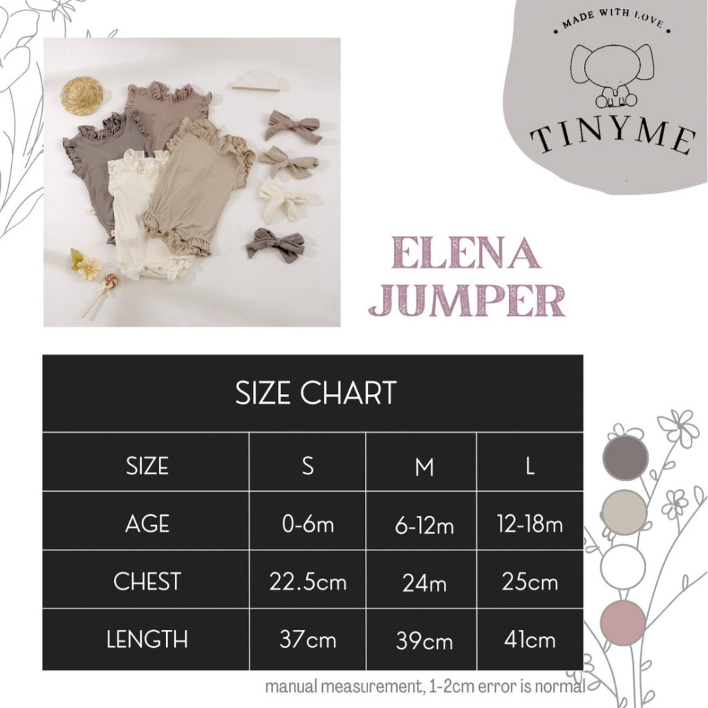 TINYME || (free bandana) 0-18bln JUMPER RUFFLE BASIC BAYI | JUMPSUIT ROMPER BAJU ANAK  catalog TMTM ELENA