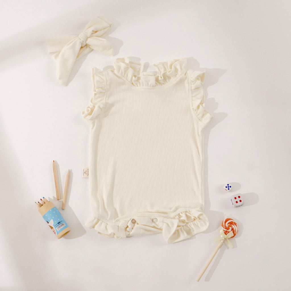 TINYME || (free bandana) 0-18bln JUMPER RUFFLE BASIC BAYI | JUMPSUIT ROMPER BAJU ANAK  catalog TMTM ELENA