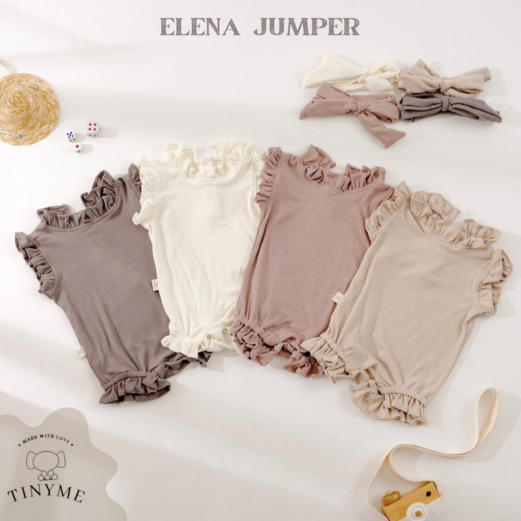 TINYME || (free bandana) 0-18bln JUMPER RUFFLE BASIC BAYI | JUMPSUIT ROMPER BAJU ANAK  catalog TMTM ELENA