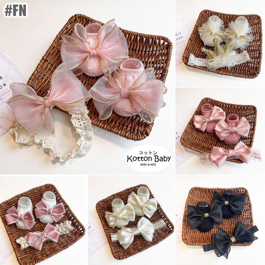 0-2 thn | 2in1 (Kaos kaki + Bandana) BAYI ANAK IMPOR SOCKS LUCU ANAK PEREMPUAN catalog JYRF FN