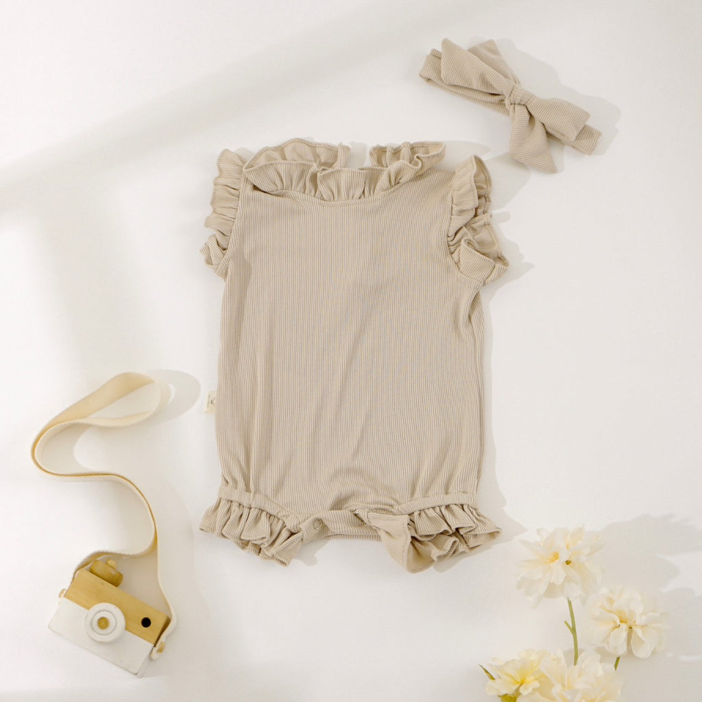 TINYME || (free bandana) 0-18bln JUMPER RUFFLE BASIC BAYI | JUMPSUIT ROMPER BAJU ANAK  catalog TMTM ELENA