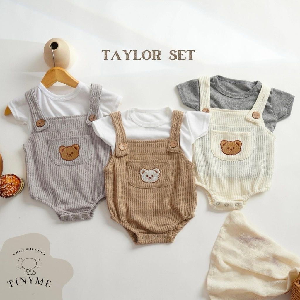 TINYME 0-18 bln || Set Jumpsuit Overall + Kaos  Celana Kodok Gantung Luaran Anak Bayi Catalog TMTM TAYLOR