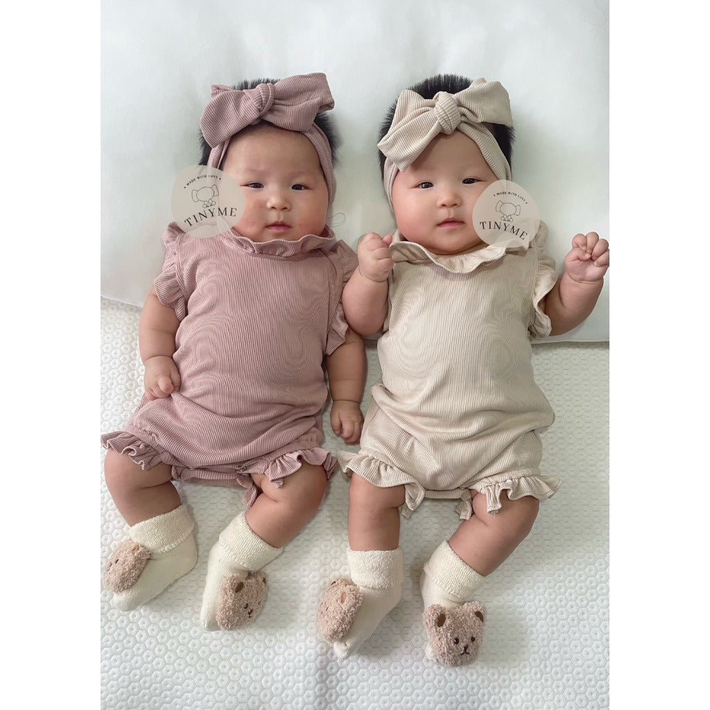 TINYME || (free bandana) 0-18bln JUMPER RUFFLE BASIC BAYI | JUMPSUIT ROMPER BAJU ANAK  catalog TMTM ELENA