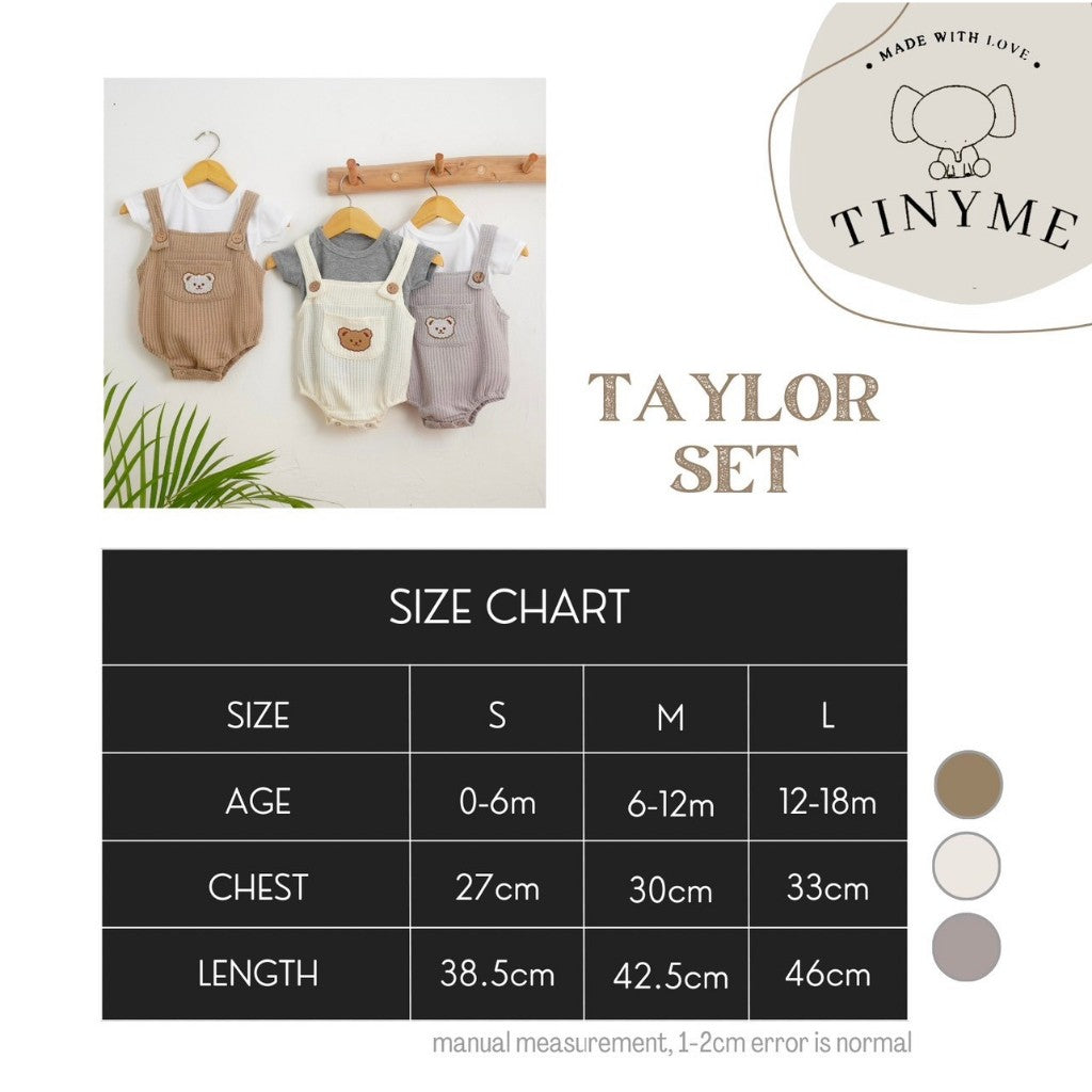 TINYME 0-18 bln || Set Jumpsuit Overall + Kaos  Celana Kodok Gantung Luaran Anak Bayi Catalog TMTM TAYLOR
