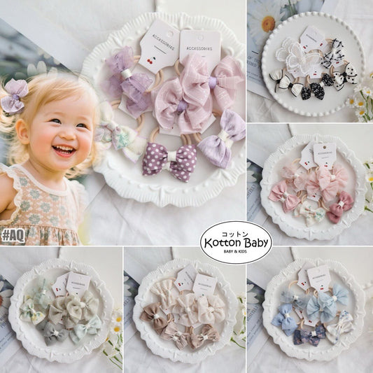 (isi 5psg) Set Ikat rambut | Pita Rambut | bayi anak bunga import perempuan aksesoris catalog ATSP AQ