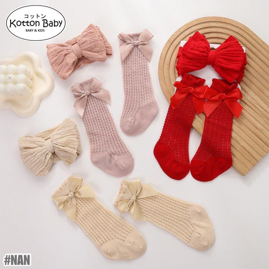 0-1 thn | 2in1 (Kaos kaki + Bandana) BAYI ANAK IMPOR SOCKS LUCU ANAK PEREMPUAN catalog QUIN NAN