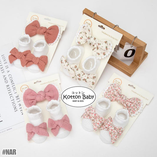 0-2 thn | 2in1 (Kaos kaki + Bandana) BAYI ANAK IMPOR SOCKS LUCU ANAK PEREMPUAN catalog QUIN NAR