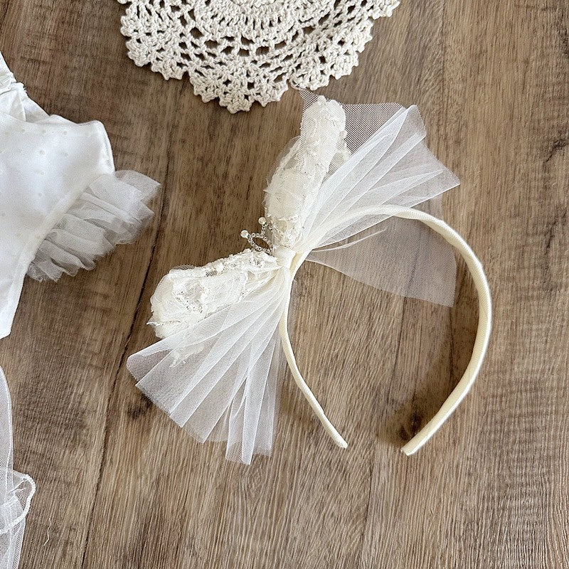 Bando Lace Princess Anak Bow | Mahkota Bandana Pita Rambut Aksesoris Kepala | premium import perempuan catalog WGEP PB