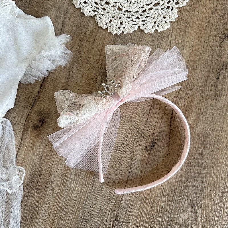 Bando Lace Princess Anak Bow | Mahkota Bandana Pita Rambut Aksesoris Kepala | premium import perempuan catalog WGEP PB