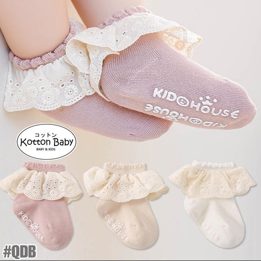 0-3 thn | KAOS KAKI RUFFLE BAYI ANAK IMPOR NEWBORN SOCKS PEREMPUAN Catalog QN QDB