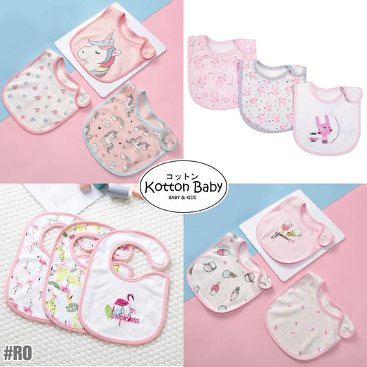(ISI 3pcs) Premium BIB SLABBER BUNGA BAYI SET CELEMEK TATAKAN LIUR ANAK catalog NSLR RO