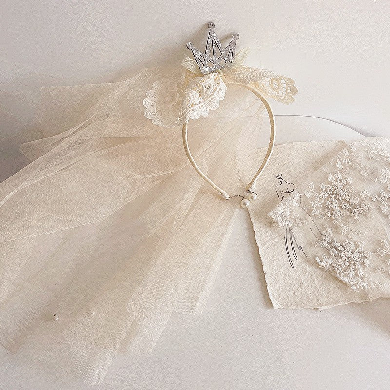 Bando Lace Princess Anak Bow | Mahkota Bandana Pita Rambut Aksesoris Kepala | premium import perempuan catalog WGEP PB