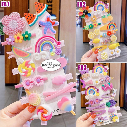 (isi 14pcs) Set Jepitan rambut | Pita Rambut | bayi anak bunga import perempuan aksesoris catalog JYRF FA