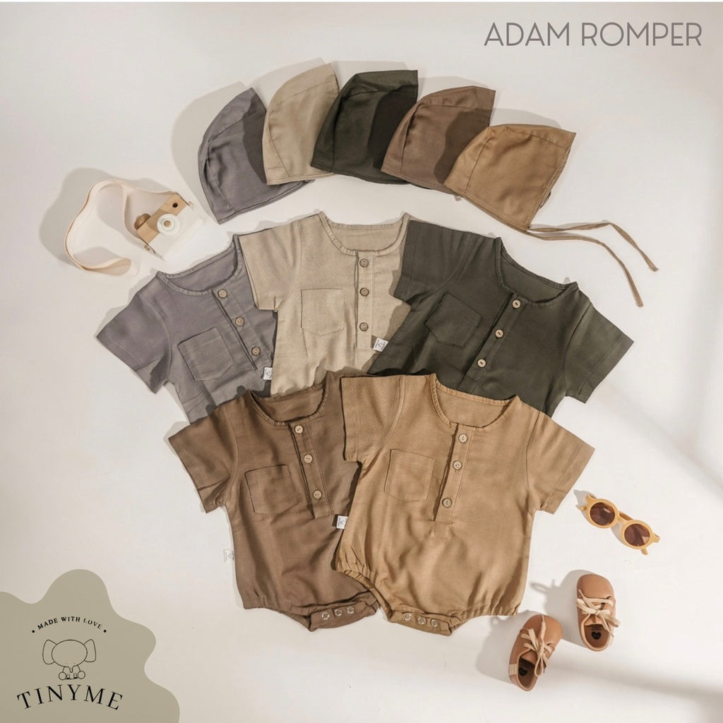 TINYME (free topi bonnet) 0-18bln ROMPER BASIC BAYI | JUMPSUIT JUMPER BAJU PAKAIAN ANAK BABY catalog TMTM Adam