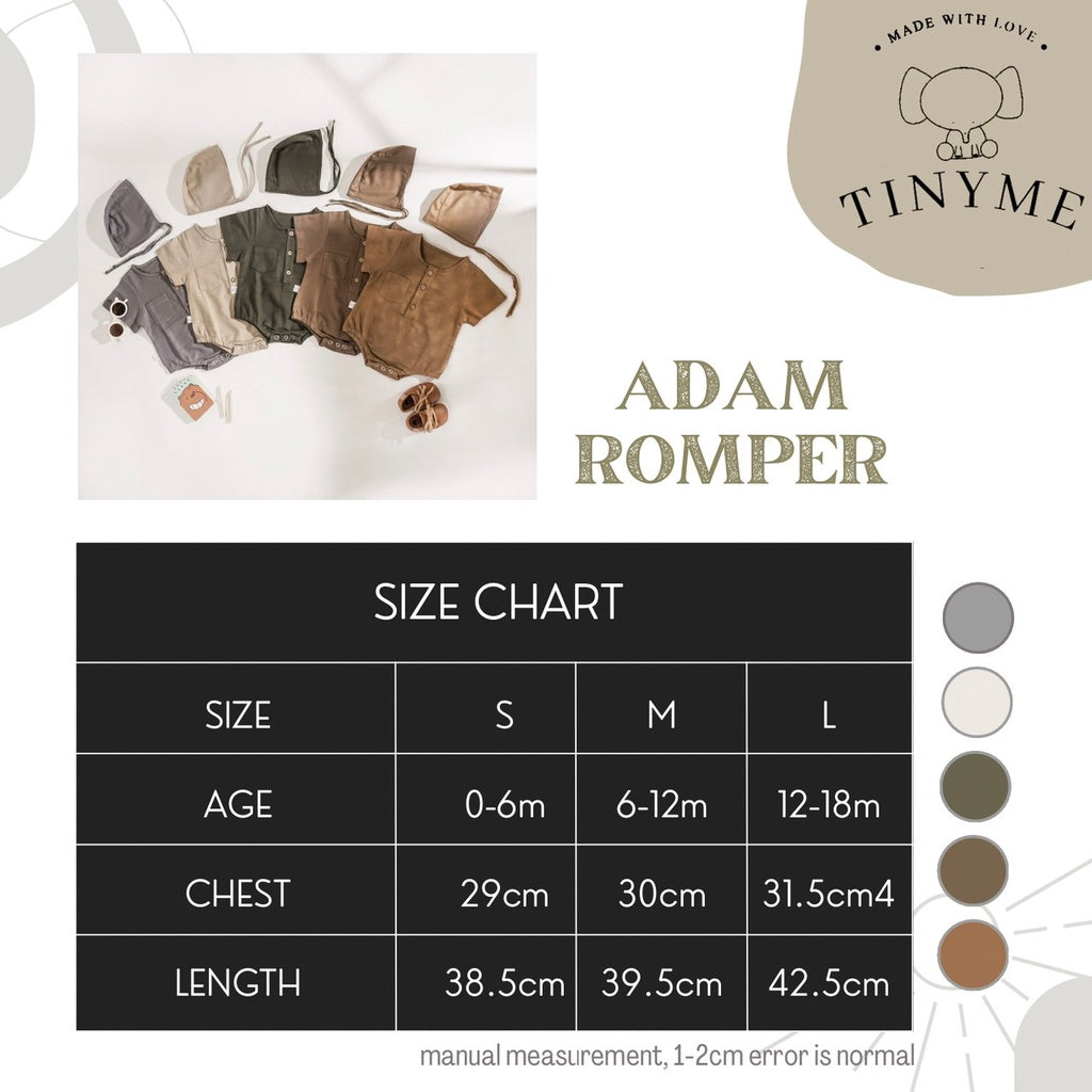 TINYME (free topi bonnet) 0-18bln ROMPER BASIC BAYI | JUMPSUIT JUMPER BAJU PAKAIAN ANAK BABY catalog TMTM Adam