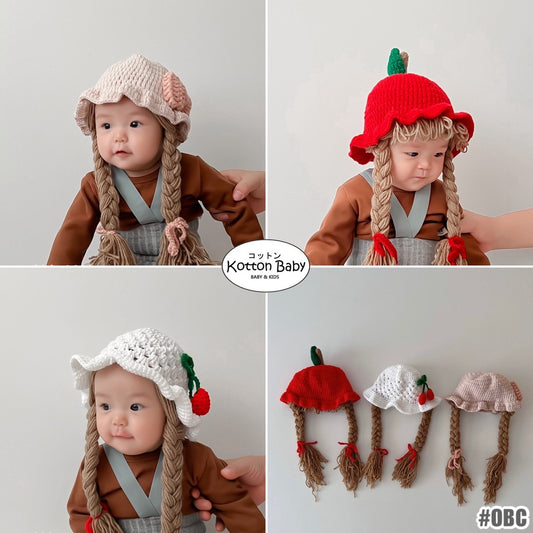 0-3 thn || Topi Wig Korea Bayi Rambut Palsu Newborn Anak Polos Kupluk Karakter Lucu Emen Anak Impor Catalog OIMG OBC