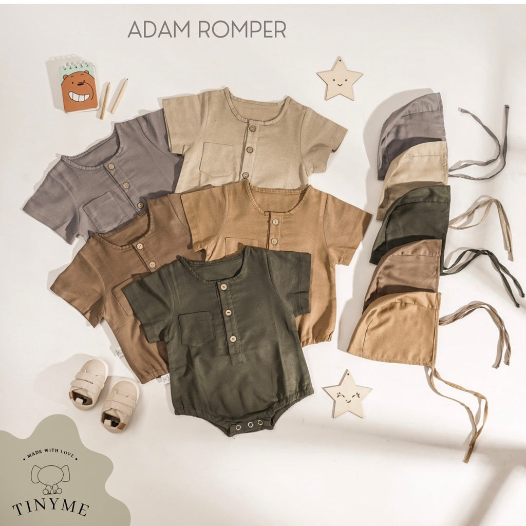 TINYME (free topi bonnet) 0-18bln ROMPER BASIC BAYI | JUMPSUIT JUMPER BAJU PAKAIAN ANAK BABY catalog TMTM Adam