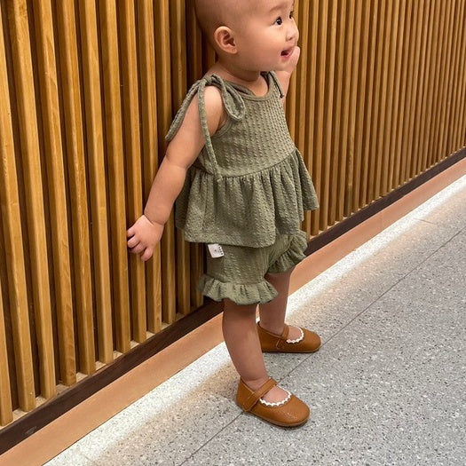 TINYME (free bandana) 0-18 bln || SETELAN ATASAN + CELANA RUFFLE (1 set) KAOS BAYI ANAK CASUAL BAJU TIDUR catalog TMTM Sophia