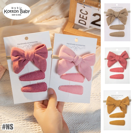 (set 3pcs) ikat rambut scrunchie pita karet jepitan rambut anak bayi QUIN Catalog NS