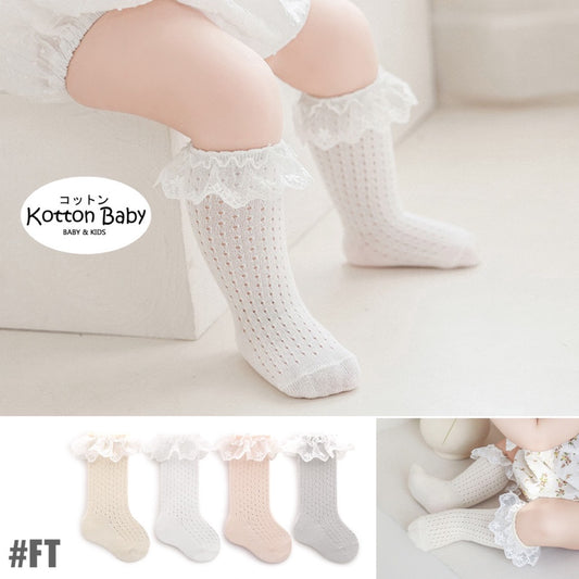 0-3 thn | KAOS KAKI POLOS LACE  BAYI ANAK NEWBORN SOCKS PEREMPUAN catalog NMBB FT