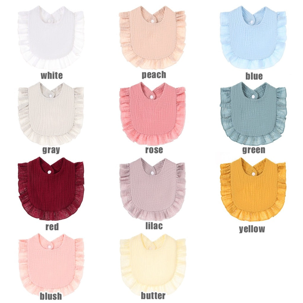 BIB SLABBER RUFFLE POLOS MUSLIN BAYI SET CELEMEK TATAKAN LIUR ANAK DQIN Q catalog
