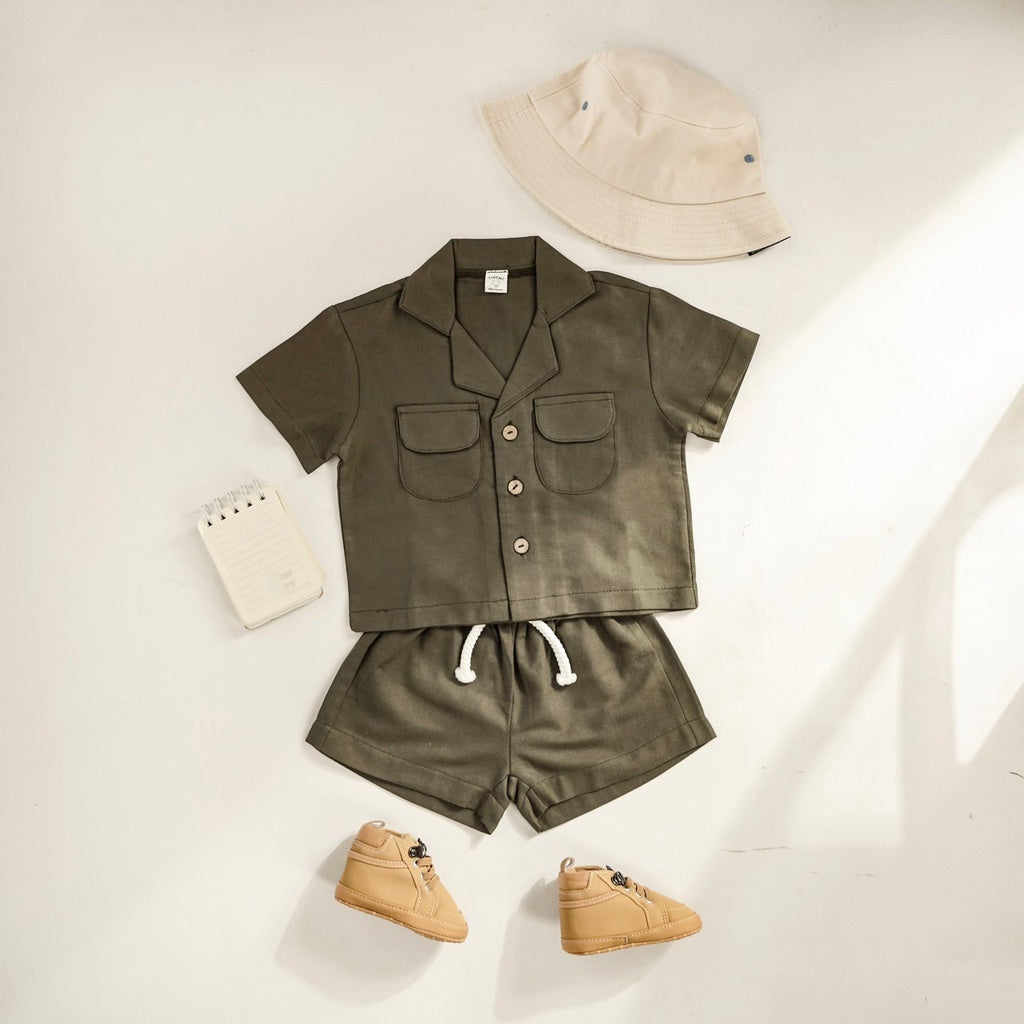TINYME 0-3 THN || JUNGLE SET ATASAN + CELANA  (1 set) KAOS BAYI ANAK SAFARI ZOO KEMEJA CASUAL catalog TMTM