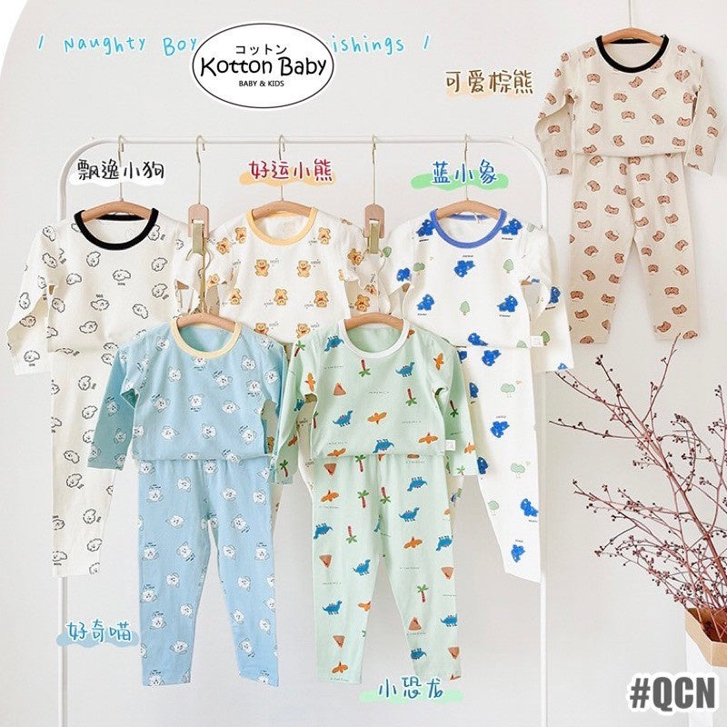 2-6 thn | SET KAOS + CELANA PIYAMA ANAK SET BAJU TIDUR LENGAN PANJANG CATALOG QNS QCN