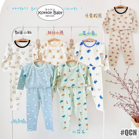 2-6 thn | SET KAOS + CELANA PIYAMA ANAK SET BAJU TIDUR LENGAN PANJANG CATALOG QNS QCN