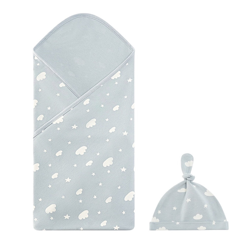 2in1 bedong katun + topi newborn set kain swaddle bayi catalog NSLR RD