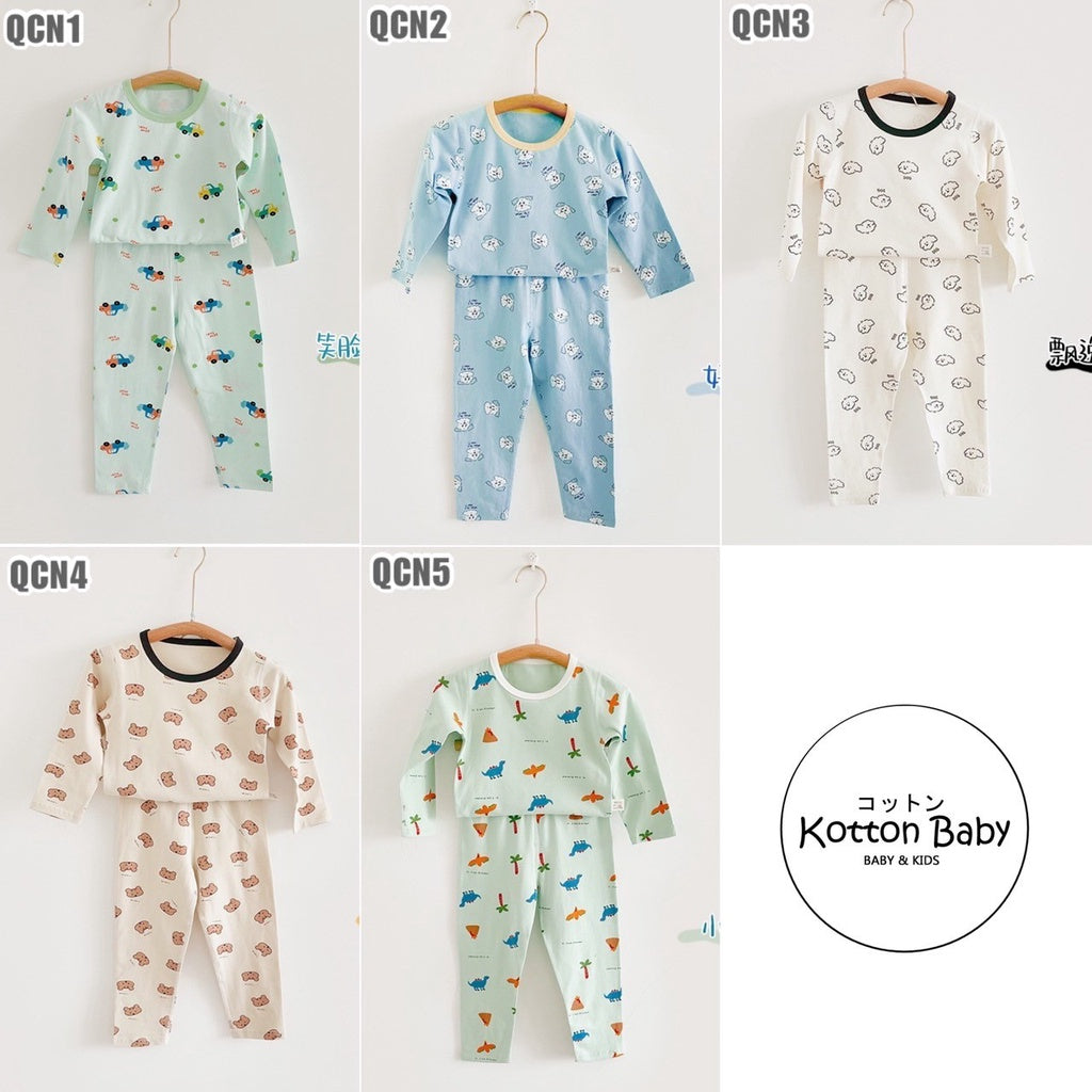 2-6 thn | SET KAOS + CELANA PIYAMA ANAK SET BAJU TIDUR LENGAN PANJANG CATALOG QNS QCN